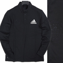 R207 新品 アディダスゴルフ ボタンダウン ポロシャツ 長袖 (サイズ:XL) adidas GOLF ゴルフウェア ブラック_画像1