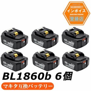18V マキタ互換バッテリー AP BL1860B(赤) LED残量表示付　6個セット マキタ 互換バッテリー 18V 6.0Ah　Ｎｏｎｅ