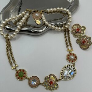 q368 joujou ジュジュ　ネックレス　ピアス 2点セット ビジュー　パール