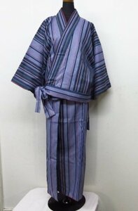 t4486　美品　二部式着物　仕立て上がり　和服　日本製　紫系　ストライプ柄　洗える着物