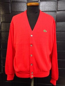 y4343 極美品 80s 90sヴィンテージ IZOD LACOSTE 　カーディガン　Mサイズ　レッド　アクリル　ラコステ あいみょん　