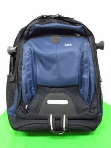 t2171　極美品　Lee　リュック　バックパック　デイパック　エキスパンダブル　マチ拡張　軽量　背中パッド　ネイビーｘブラック　リー