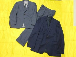 y8537 美品含　Person's for MEN　スーツ3点セット　ジャケット2枚　パンツ1枚　A5(170サイズ）　ブルー系　背抜き　パーソンズ