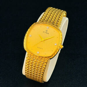 CYMA シーマ 604SP QUARTZ クォーツ 4Pダイヤ ゴールドカラー 現状品 14910 1円出品 ブランド ウォッチ 腕時計 かっこいい メンズ 