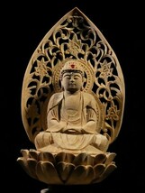 c0323 仏教美術 木彫 阿弥陀如来坐像 細密彫刻 仏像 仏様_画像3