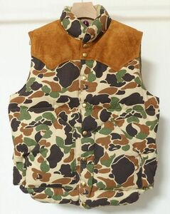20AW WAREHOUSE ウエアハウス x Rocky Mountain Featherbed ロッキーマウンテン CAMOUFLAGE DOWN VEST NON WASH 迷彩 ダウン ベスト 40
