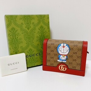 1円 グッチ ◆新品未使用◆ GUCCI ドラえもん コラボ 折り財布 二つ折り財布 ミニウォレット GGスプリーム GGキャンバス コンパクト 647788