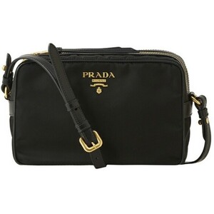 1円 プラダ ◆新品未使用◆ PRADA カメラバッグ ショルダーバッグ テスート ソフトカーフ ナイロン ブラック レザー 1BH089 ゴールドロゴ