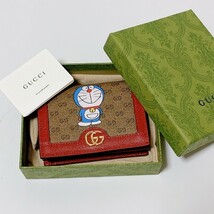 1円 グッチ ◆新品未使用◆ GUCCI ドラえもん コラボ 折り財布 二つ折り財布 ミニウォレット GGスプリーム GGキャンバス コンパクト 647788_画像10