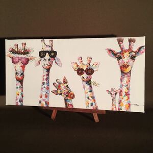 Art hand Auction Leinwanddruck Kunst Giraffe Freunde Innenfigur Gemälde, handgemachte Werke, Innere, verschiedene Waren, Panel, Tapisserie