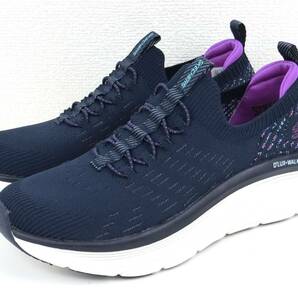 【訳あり未使用】SKECHERS D'LUX WALKER 通気性◎ 軽量◎ ストレッチフィットスリッポンスニーカー 左24.5cm 右23.5cm ネイビー【1201】の画像2