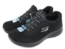 【訳あり未使用】SKECHERS SUMMITS ◆ワイドフィット◆ 軽量 メッシュスリッポンスニーカー 左23cm 右23.5cm 3E(幅広) ブラック【1231】 _画像2