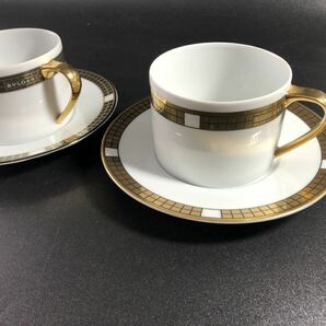 1000〜■★BVLGARI ★ブルガリ ローゼンタール クァドリゴールド ブラック カップ&ソーサー 箱付 洋食器 2客 まとめ ★2570324-311★r30248の画像3