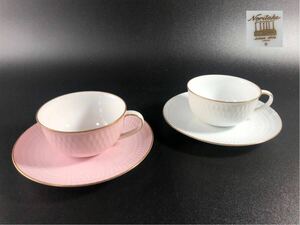 1000円〜■★難あり★Noritake ノリタケ ダイヤモンドコレクション ホワイト ピンク ペア C&S 金彩 まとめ★okoy2528196-154★r30190