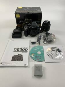 1000円~■★通電確認のみ★Nikon ニコン D5300 デジタル一眼レフカメラ AF-S 18-55mm 箱付き★okoy2504775-328★t8805