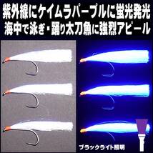 太刀魚 仕掛け ステンレス製 ２本ケン付 太刀魚 針 2/0号ワイヤー直径0.24〜0.33mm 20cm ケイムラパープルフラッシャー３本組 太刀魚仕掛け_画像7