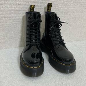 6930. 【極美品】Dr.Martens 8ホール エナメル ダブルソール ドクターマーチン ブラック レースアップ ブーツ 厚底 ショートブーツ