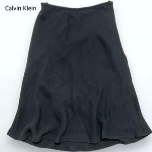 美品＊Calvin Klein カルバンクライン ペプラム スカート 膝丈 フレア ブラック 黒 レディース 4