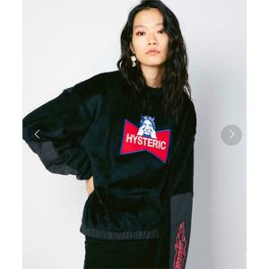  ultimate beautiful goods *HYSTERIC GLAMOUR Hysteric Glamour badge attaching oversize sweat sweatshirt black lady's F