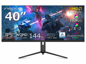 INNOCN 40インチ ウルトラワイド 3440x1440 144Hz 1ms HDR600 Freesync HDMI/DP/TypeC 高さ調整 スピーカー内蔵 VESAマウント メーカー保証