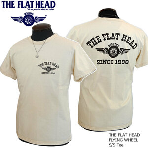 2024年春夏新作 FLAT HEAD/フラットヘッド フライングホイール 半袖Ｔシャツ 44 XXLサイズ アイボリー×ブラック FN-THC-202 新品 送料無料