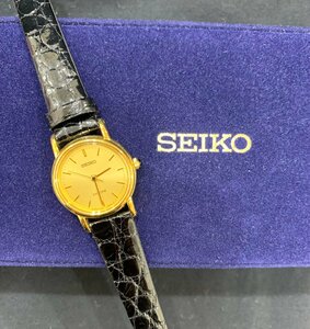 【6YM香03032F】★美品★SEIKO★セイコー★2J41-0020★18KT★エクセリーヌ★クオーツ★レディース★ゴールド文字盤★腕時計★箱付★不動