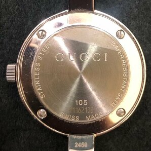 【5KS稲02009F】1円スタート★GUCCI★グッチ★クォーツ★105★バングルウォッチ★石付★レディース★ガーネットベゼル★2針★可動★腕時計の画像10