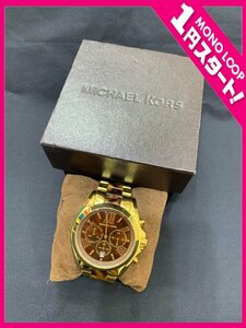 【6YM香03023D】★動作品★MICHAEL KORS★マイケルコース★ブラッドショー★MK5696★クオーツ★クロノグラフ★べっ甲★腕時計★箱付