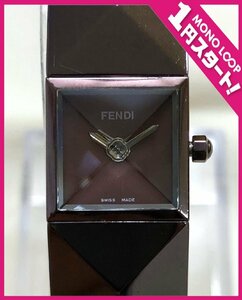 【5YS稲02013F】1円スタート★FENDI★フェンディ★4260L★オロロジ★レディース★可動★カットガラス★クォーツ★ブラウン★3ATM防水★