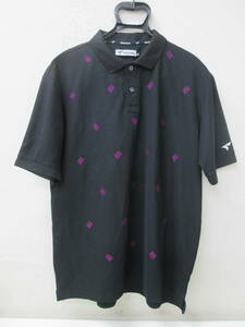 (15)♪TOURSTAGE ツアーステージ 半袖 ポロシャツ メンズ サイズLL ブラック×パープル 刺繍