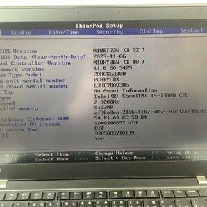 お宝アキバ/ジャンク品 Wi-Fi 充電可 BIOS起動可 ThinkPad T470s 14.0型 Core i5-7300U メ8 SSD欠品 梱80 小2406の画像2