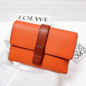 【美品】ロエベ LOEWE アナグラム 三つ折り 折り財布 レザー SB36 ウォレット コンパクト レディース