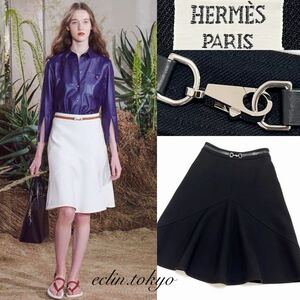 [E4137] как новый!HERMES Hermes 2019resort коллекция 1 номер популярный look! Ran way "надеты" кожаный ремень металлические принадлежности оборудование орнамент юбка-клеш 