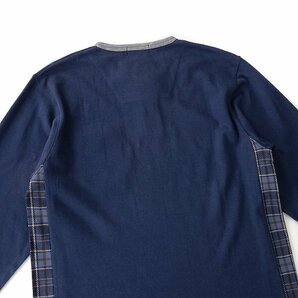 新品 ダックス チェック 切替 ヘンリーネック カットソー L 紺 【I43236】 DAKS LONDON メンズ Tシャツ ロンT プルオーバーの画像3