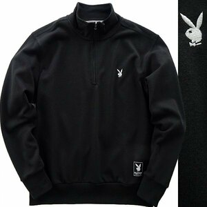 新品 プレイボーイ 裏毛 ハーフジップ スウェット M 黒【33055_99】 PLAYBOY メンズ プルオーバー トレーナー スエット HALF ZIP