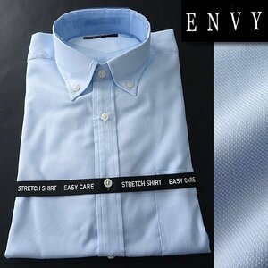 新品 山喜 エンビオム ストレッチ ファインクロス ドレス シャツ L 青 【HJD558_70】 ENVY HOMME メンズ 長袖 吸水速乾 イージーケア