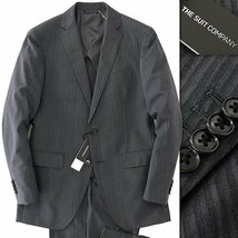 新品 スーツカンパニー 春夏 ストレッチ ストライプ 2パンツ スーツ A5(M) 灰 【J57685】 170-6D セットアップ シングル サマー メンズ_画像1
