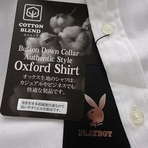 新品 プレイボーイ 24年春夏 バンドカラー シャツ M 白 【1024_07】 PLAYBOY メンズ 長袖 コットン オックス バニー スタンドカラーの画像9