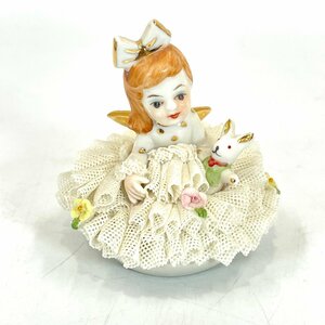 6855-60 Irish Dresden アイリッシュ ドレスデン フィギュリン Angel Doll エンジェル ドール 陶器 レース 人形 置物 アンティーク