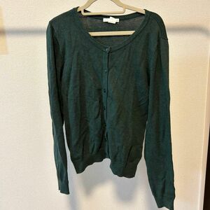 H&M カーディガン　コットン　グリーン　 緑　クルーネック 長袖 トップス