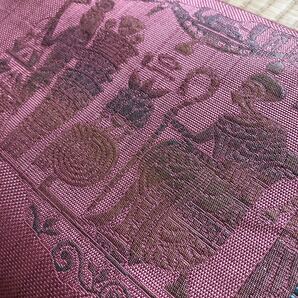 八寸名古屋帯 松葉仕立て 古代エジプト文 ヒエログリフ オリエンタル織り帯 ay407 普段使い小紋紬の画像3