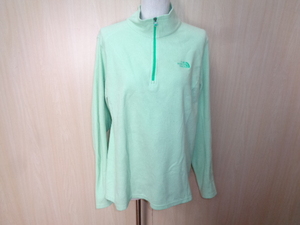 n55◆THE NORTH FACE 1/4ZIP フリースプルオーバー◆ザ・ノースフェイス レディース サイズXL ライトグリーン アウトドア 6C