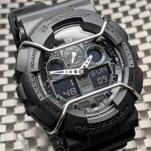 G-SHOCK GA-100 (未使用ベゼル・ベルト) + ショックバンパー [電池新品] (送料:230円〜) 