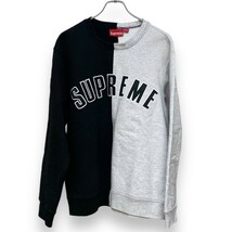 SUPREME 18AW Split Crewneck Sweatshirt トレーナー Mサイズ ブラック グレー シュプリーム スプリット クルーネック スウェット_画像1