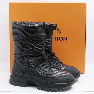 25.5cm相当 LOUIS VUITTON 2054ライン ナイロン ラバー ラインアンクルブーツ サイズ6 1/2 ブラック VL1119 ルイヴィトン Rubber Boots