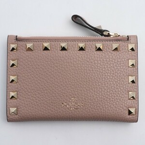 VALENTINO GARAVANI lock studs gray n car fs gold coin perth & card holder ZW2P0605VSH Valentino galava-ni change purse .