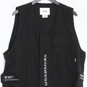 WTAPS HAGGERZ VEST COTTON POPLIN べスト サイズ2 ブラック 222WVDT-JKM01 ダブルタップス ハガーツ ポプリン ミリタリー アーミー ロゴの画像3