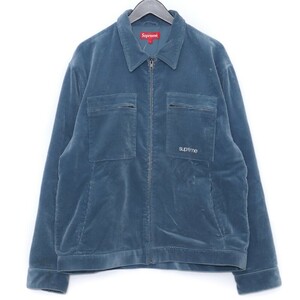 SUPREME 21AW Corduroy Zip Jacket Lサイズ ブルー シュプリーム コーデュロイジップジャケット