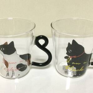 送料無料★即決★新品★猫柄耐熱ガラスカップ2点セット・ねこ柄耐熱ガラスカップ2点セット・ネコ柄耐熱ガラスカップ2点セット
