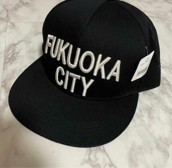 FUKUOKA CITY にわか煎餅キャップ　帽子（黒）新品